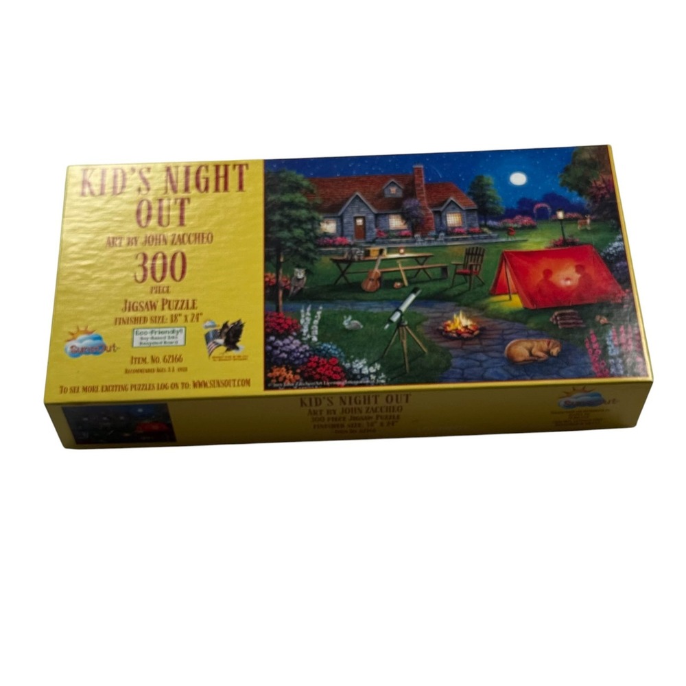 Kid'S Night Out 300 Pc Jigsaw Puzzle SunsOut Zaccheo Camping Cabin Complete